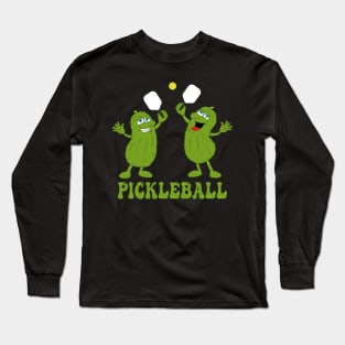 Funny Pickleball Dill Pickle Characters Long Sleeve T-Shirt
